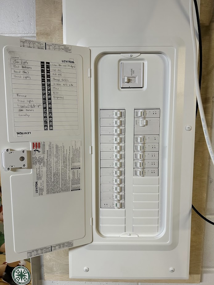 Neatly labeled residential breaker panel